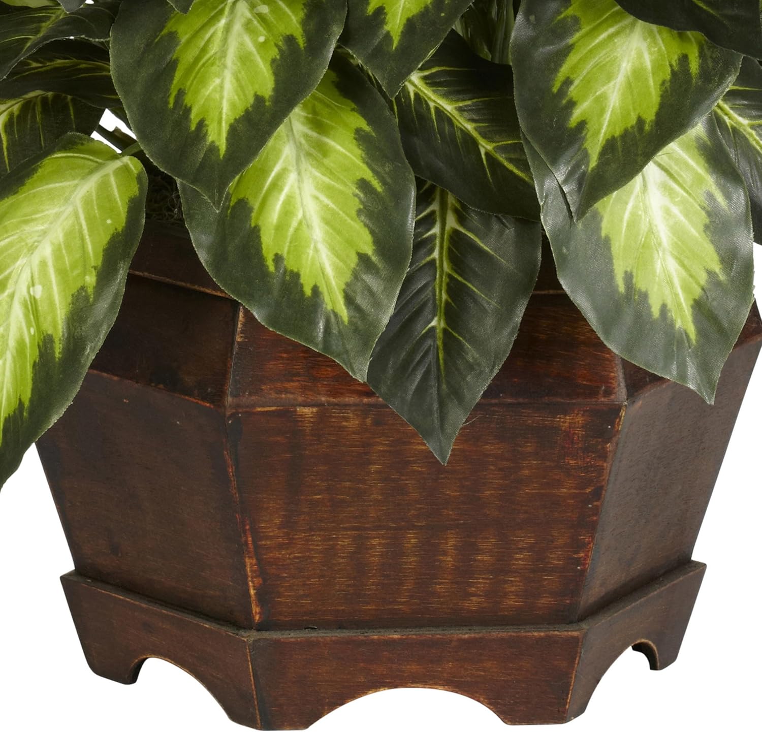 Nearly Natural 24in Artificial Dieffenbachia Silk Plant with Modern Hexagon Planter, Maintenance-Free Indoor Faux Greenery for Room Decor - Image 6