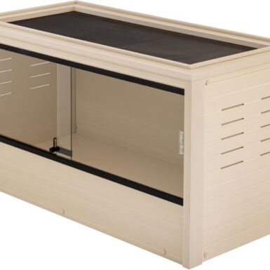 New Age Pet ECOFLEX 48" Wide Large Reptile Habitat, Mojave Lounge for Snakes, Tortoises & Lizards in Maple, Black & Grey, Easy Assembly, Sliding Glass Doors & Mesh Top