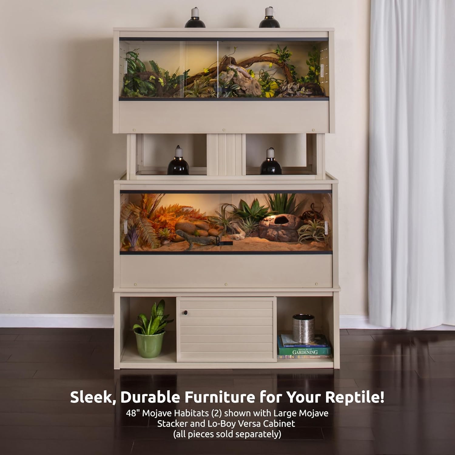 New Age Pet ECOFLEX 48" Wide Large Reptile Habitat, Mojave Lounge for Snakes, Tortoises & Lizards in Maple, Black & Grey, Easy Assembly, Sliding Glass Doors & Mesh Top - Image 12