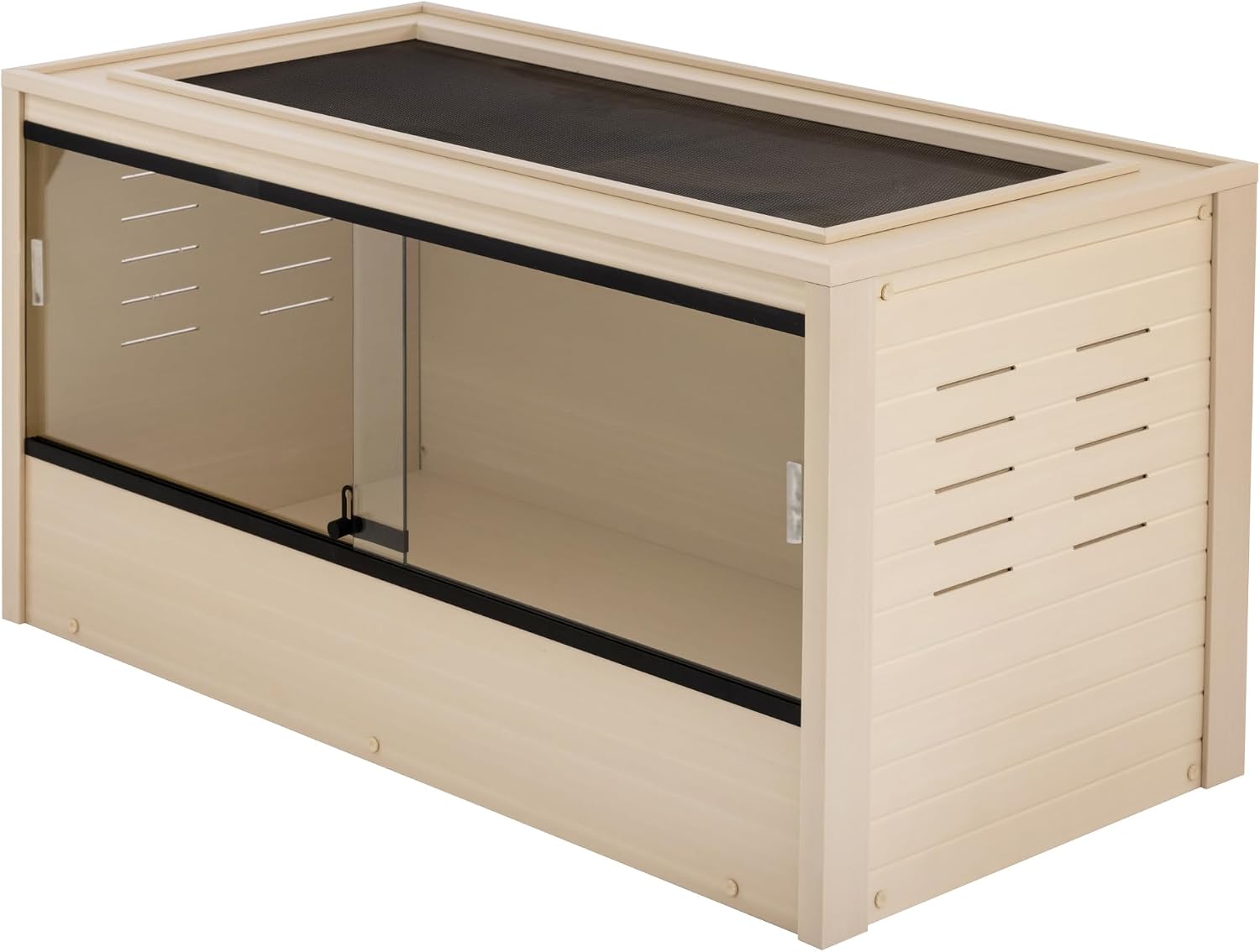 New Age Pet ECOFLEX 48" Wide Large Reptile Habitat, Mojave Lounge for Snakes, Tortoises & Lizards in Maple, Black & Grey, Easy Assembly, Sliding Glass Doors & Mesh Top - Image 4