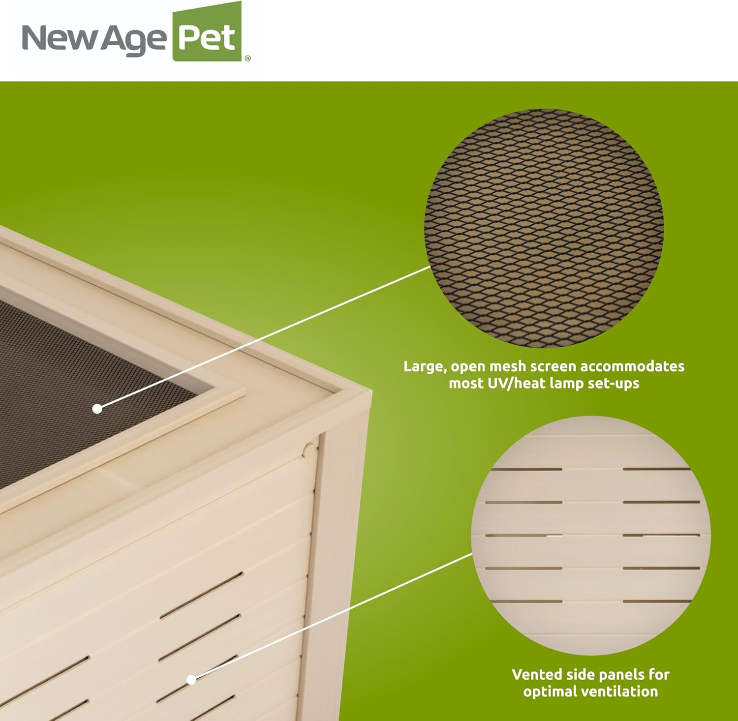New Age Pet ECOFLEX 48" Wide Large Reptile Habitat, Mojave Lounge for Snakes, Tortoises & Lizards in Maple, Black & Grey, Easy Assembly, Sliding Glass Doors & Mesh Top - Image 8