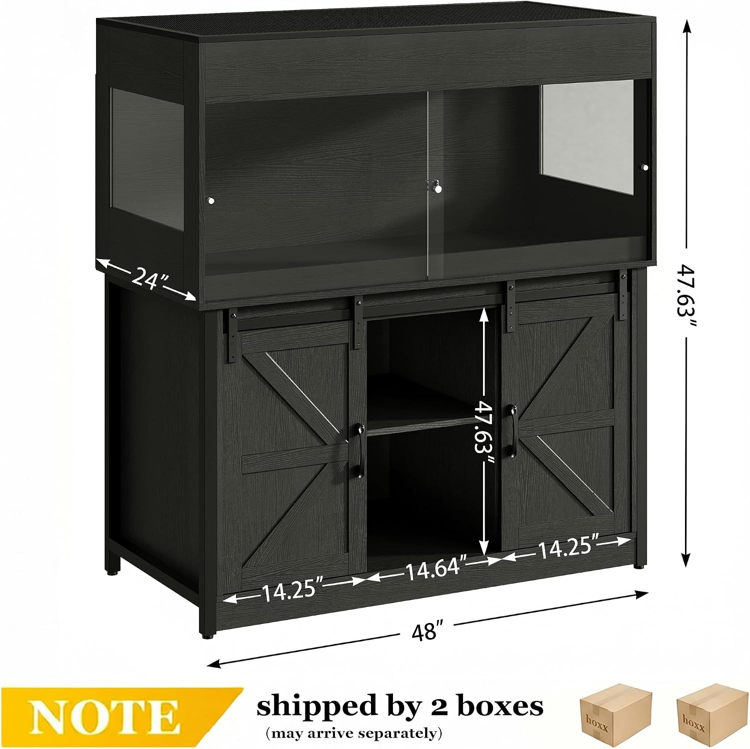 120 Gallon Reptile Tank with Stand, 4x2x2 Reptile Enclosure with Sliding Acrylic Doors, Outlet, Cabinet,Bearded Dragon Tank, Reptile Terrarium for Snakes, Lizards, Geckos Black CAGE009B - Image 8