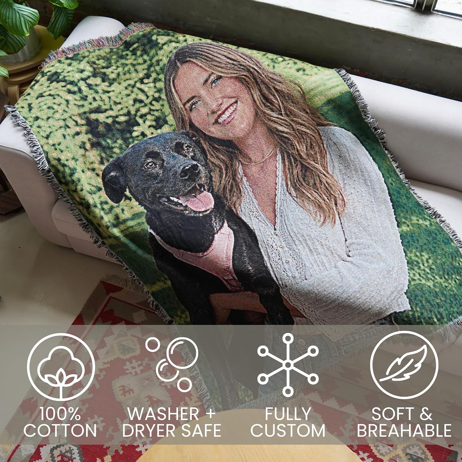 Pure Country Weavers Personalized Woven Photo Blanket - Not Printed - Custom Gift Picture Tapestry Throw 100% Cotton - Made in The USA (72x54) - Image 4